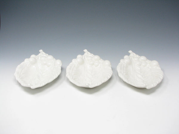 edgebrookhouse - Vintage Leaf and Berry Shaped White Ceramic Dishes Made in Japan - 3 Pieces