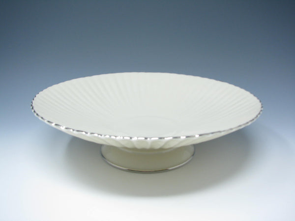 edgebrookhouse - Vintage Lenox Fluted Pedestal Footed Serving Dish or Centerpiece Bowl with Platinum Trim