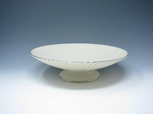 edgebrookhouse - Vintage Lenox Fluted Pedestal Footed Serving Dish or Centerpiece Bowl with Platinum Trim