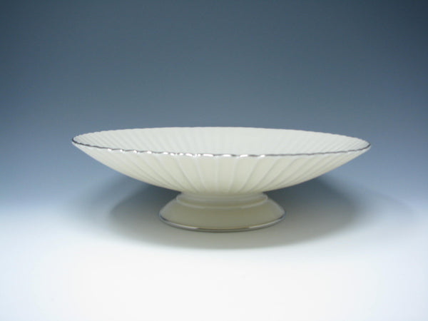 edgebrookhouse - Vintage Lenox Fluted Pedestal Footed Serving Dish or Centerpiece Bowl with Platinum Trim