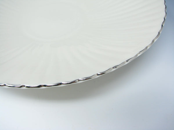 edgebrookhouse - Vintage Lenox Fluted Pedestal Footed Serving Dish or Centerpiece Bowl with Platinum Trim