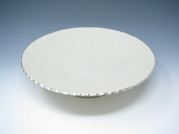 edgebrookhouse - Vintage Lenox Fluted Pedestal Footed Serving Dish or Centerpiece Bowl with Platinum Trim