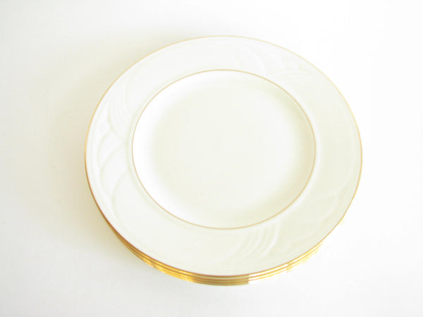 edgebrookhouse - Vintage Lenox Golden Sand Dune Ivory Dinner Plates with Gold Trim - Set of 4