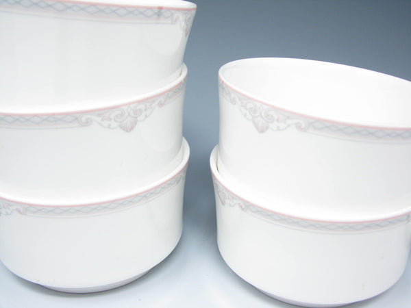 edgebrookhouse - Vintage Lenox Hatteras White Fruit or Dessert Bowls with Pink Gray Shells Design - 6 Pieces