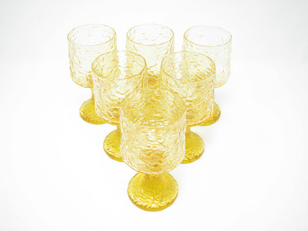 edgebrookhouse - Vintage Lenox Impromptu Yellow Hand Blown Crystal Goblets - Set of 6