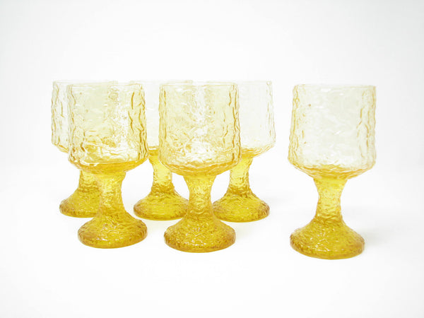 edgebrookhouse - Vintage Lenox Impromptu Yellow Hand Blown Crystal Goblets - Set of 6