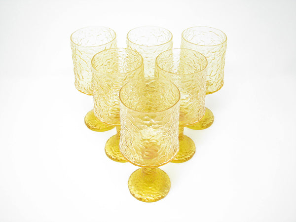 edgebrookhouse - Vintage Lenox Impromptu Yellow Large Hand Blown Crystal Goblets - Set of 6