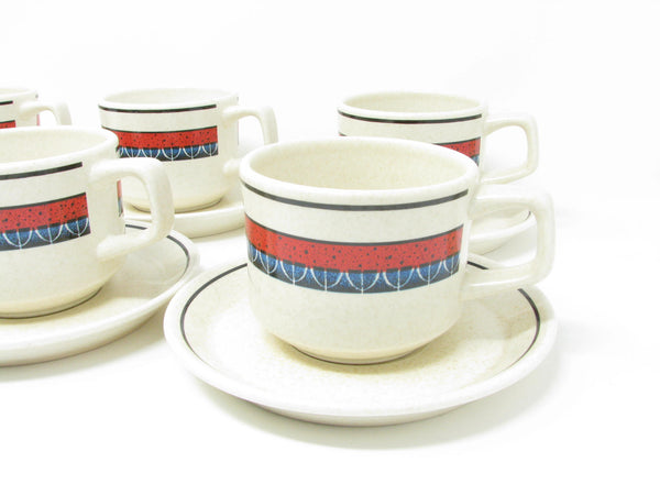 edgebrookhouse - Vintage Lenox Staccato Red and Blue Coffee or Tea Service Set - 15 Pieces
