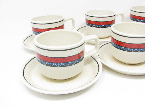 edgebrookhouse - Vintage Lenox Staccato Red and Blue Coffee or Tea Service Set - 15 Pieces