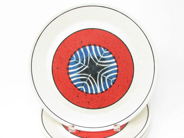 edgebrookhouse - Vintage Lenox Staccato Red and Blue Dinner Plates - Set of 4