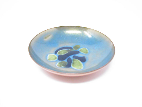 edgebrookhouse - Vintage Leon Statham Enameled Copper Dish with Abstract Blue Turquoise Design