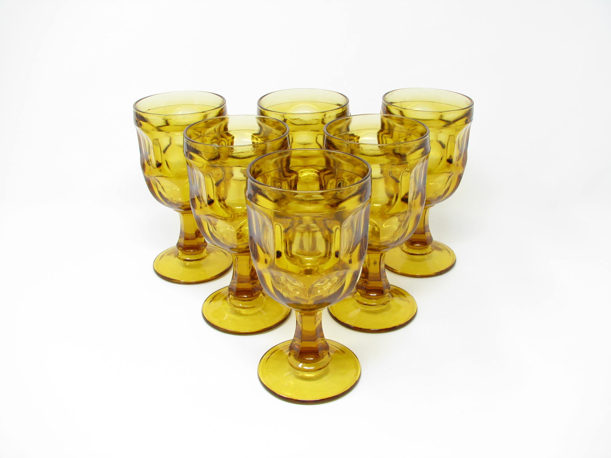edgebrookhouse - Vintage Libbey Ashburton Amber Glass Goblets - 6 Pieces