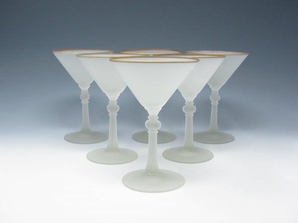 edgebrookhouse - Vintage Frosted Glass Martini Liquor Cocktail Glasses - Set of 6