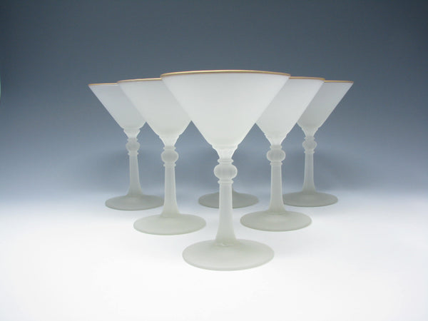 edgebrookhouse - Vintage Frosted Glass Martini Liquor Cocktail Glasses - Set of 6