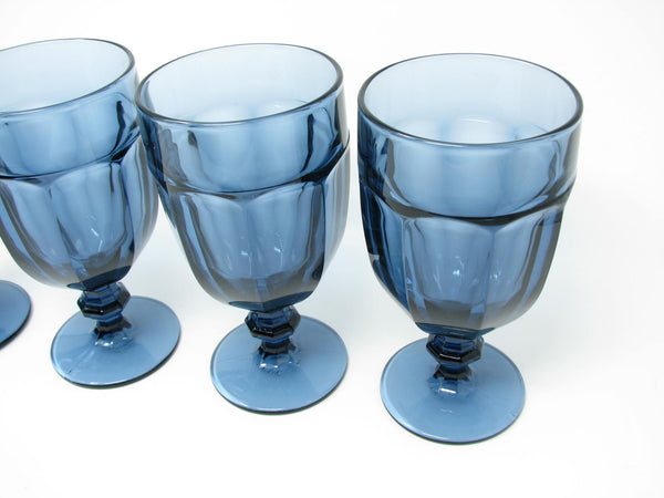 edgebrookhouse - Vintage Libbey Gibraltar Dusky Blue Pressed Glass Iced Tea Goblets - 4 Pieces