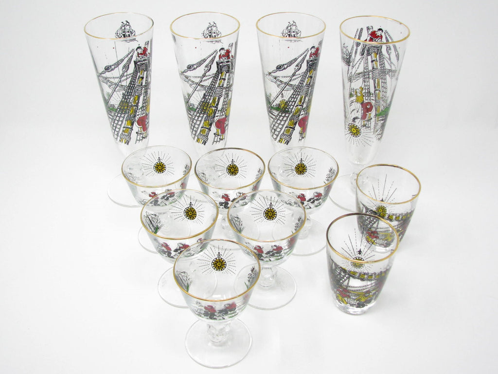 Vintage Libbey Glass Treasure Island Glassware Set - 12 Pieces