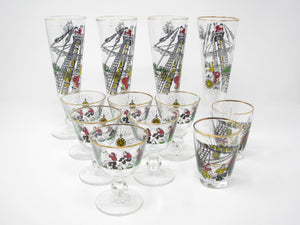 edgebrookhouse - Vintage Libbey Glass Treasure Island Glassware Set - 12 Pieces