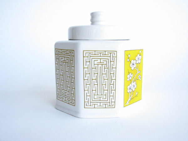 edgebrookhouse - Vintage Lidded Ceramic Jar / Canister with Cherry Blossom Design Made in Japan