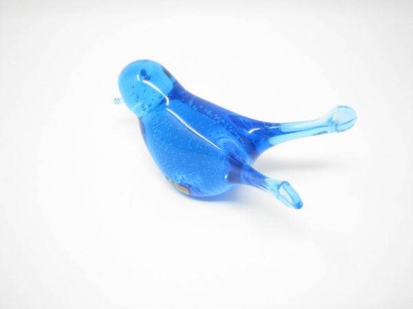 edgebrookhouse - Vintage Lindshammar Blown Glass Controlled Bubble Blue Bird Made in Sweden