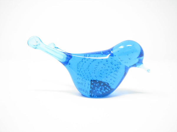 edgebrookhouse - Vintage Lindshammar Blown Glass Controlled Bubble Blue Bird Made in Sweden