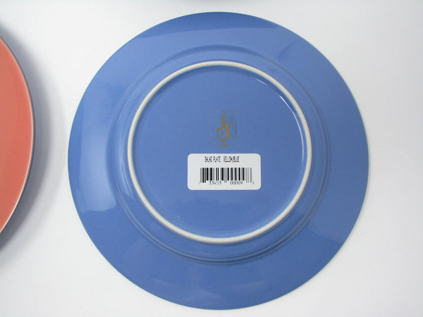edgebrookhouse - Vintage Lindt Stymeist Colorways Blue Salad Plates with Yellow Salmon Trim - 4 Pieces