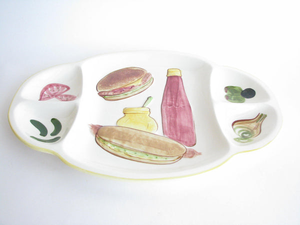 edgebrookhouse - Vintage Los Angeles Potteries Hot Dog and Hamburger Sectioned Serving Platter