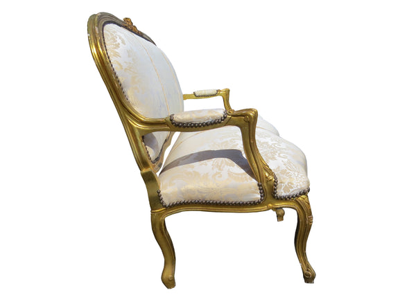 edgebrookhouse - Vintage Louis XV Style Giltwood Open Arm Serpentine Settee