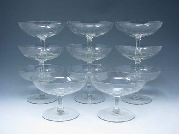 edgebrookhouse - Vintage Low Extra Large Clear Blown Glass Sherbet Dessert Glasses - 11 Pieces