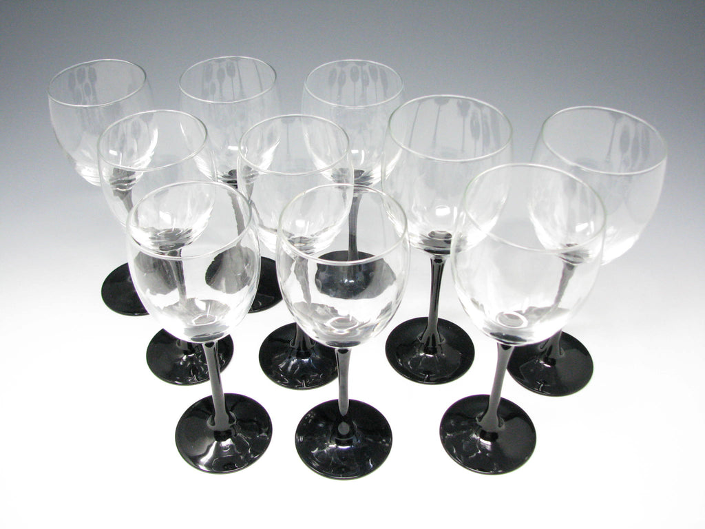 Vintage Luminarc Domino Black Stemmed Wine Glasses