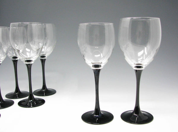 edgebrookhouse - Vintage Luminarc Domino Black Stemmed Wine Glasses - Set of 10