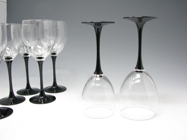 edgebrookhouse - Vintage Luminarc Domino Black Stemmed Wine Glasses - Set of 10