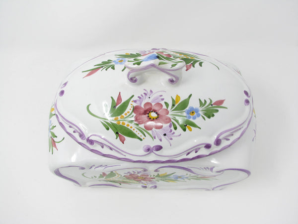 edgebrookhouse - Vintage Luneville Style RC & CL Portugal Hand-Painted Soup Tureen, Lidded Ceramic Box or Canister