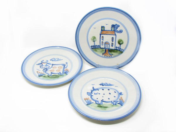 edgebrookhouse - Vintage MA Hadley Pottery Country Dinner Plates Collection - 3 Pieces