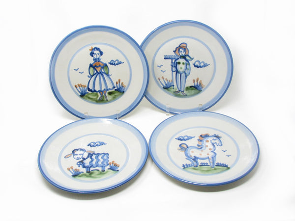 edgebrookhouse - Vintage MA Hadley Pottery Country Dinner Plates Collection - 4 Pieces - 2 Available