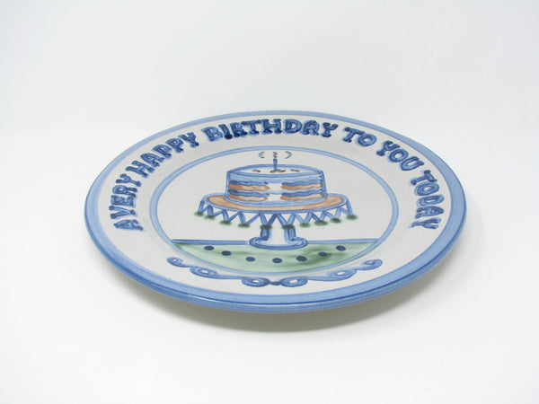 edgebrookhouse - Vintage MA Hadley Pottery Country Happy Birthday Cake Plate / Serving Platter