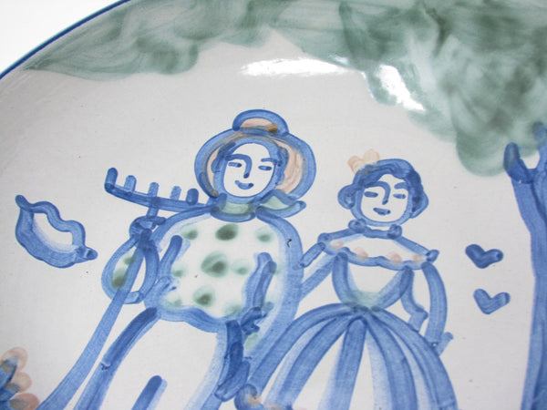 edgebrookhouse - Vintage MA Hadley Pottery Country Large Serving Bowl with Farmer & Wife