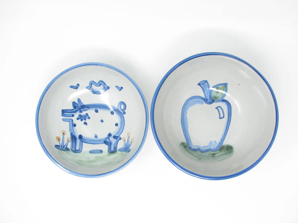 edgebrookhouse - Vintage MA Hadley Pottery Country Pig and Apple Serving Bowls - 2 Pieces