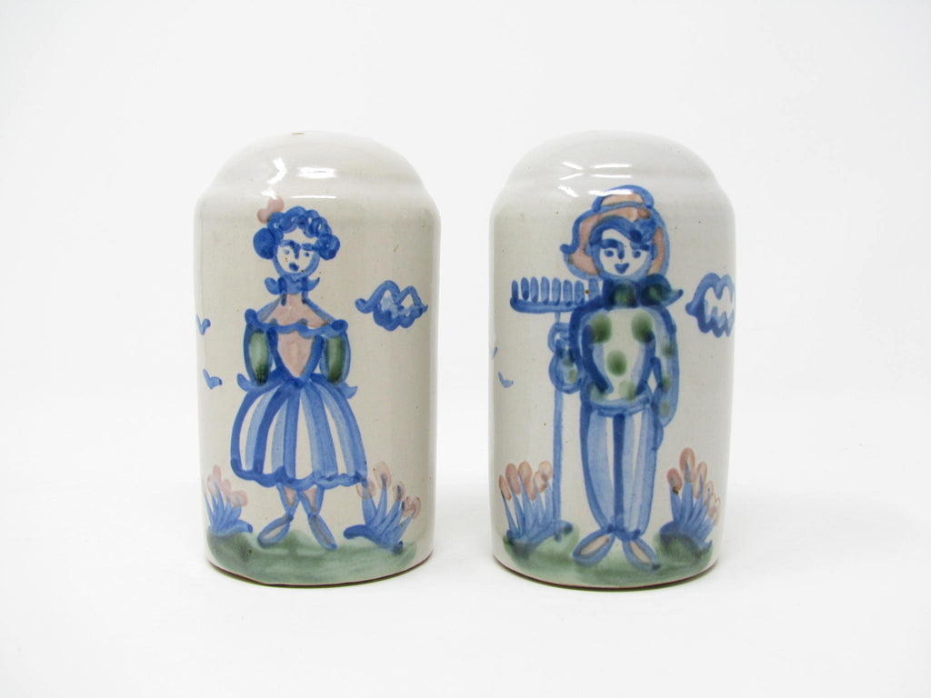 556- Salt and Pepper Shaker Set (Light Blue on Orange) – Wizard of Clay  Pottery