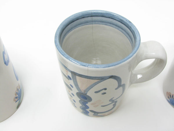 edgebrookhouse - Vintage MA Hadley Pottery Imperfect Country Mugs with Hand-Painted Designs - 3 Pieces