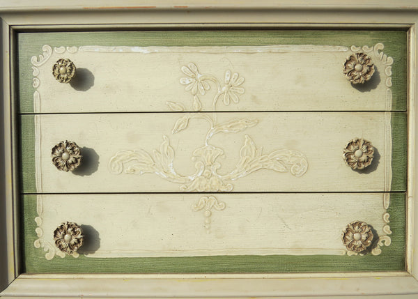 edgebrookhouse - Vintage Maddox Venetian Decorated Painted Desk Top Chest of Drawers