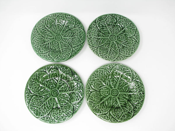 edgebrookhouse - Vintage Majolica Green Cabbage Leaf Bowls and Underplates - 16 Pieces