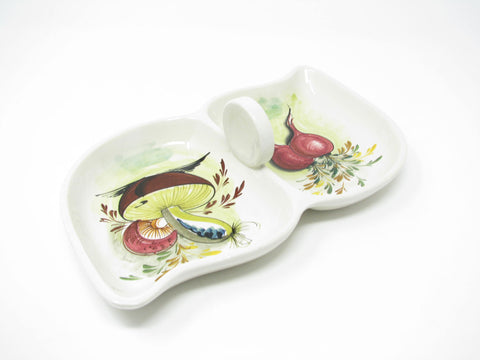 edgebrookhouse - Vintage Mancioli Italian Ceramic Relish Tray with Hand-Painted Vegetable Design