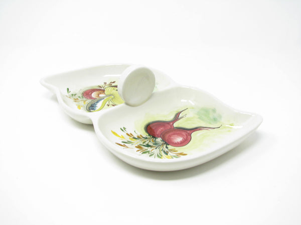 edgebrookhouse - Vintage Mancioli Italian Ceramic Relish Tray with Hand-Painted Vegetable Design