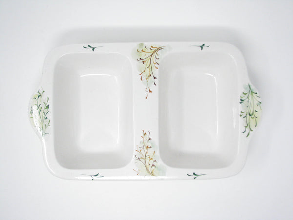 edgebrookhouse - Vintage Mancioli Italian Pottery Lidded and Divided Serving Dish with Hand-Painted Vegetable Design