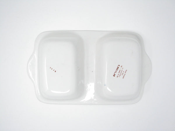 edgebrookhouse - Vintage Mancioli Italian Pottery Lidded and Divided Serving Dish with Hand-Painted Vegetable Design