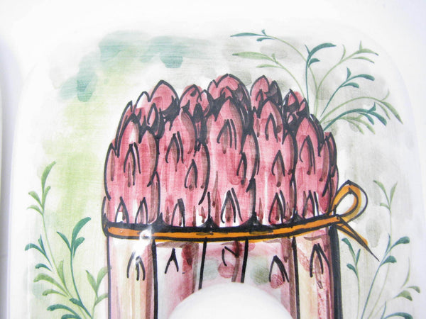 edgebrookhouse - Vintage Mancioli Italian Pottery Lidded and Divided Serving Dish with Hand-Painted Vegetable Design