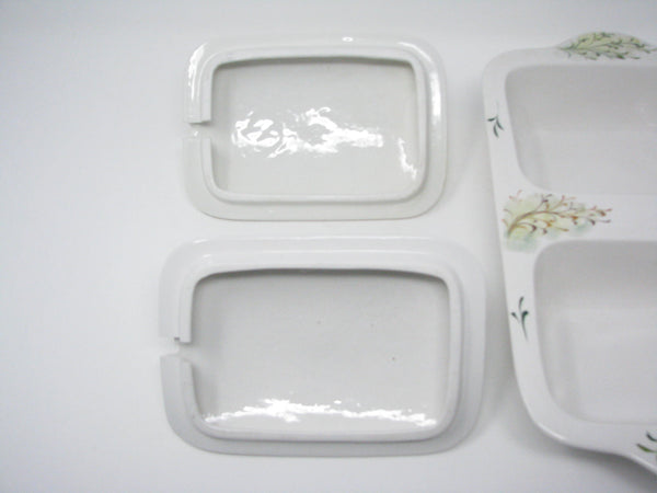 edgebrookhouse - Vintage Mancioli Italian Pottery Lidded and Divided Serving Dish with Hand-Painted Vegetable Design