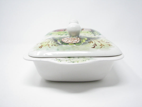 edgebrookhouse - Vintage Mancioli Italian Pottery Lidded and Divided Serving Dish with Hand-Painted Vegetable Design