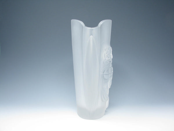 edgebrookhouse - Vintage Mario Cioni Italian Art Deco Style Frosted Crystal Vase Signed