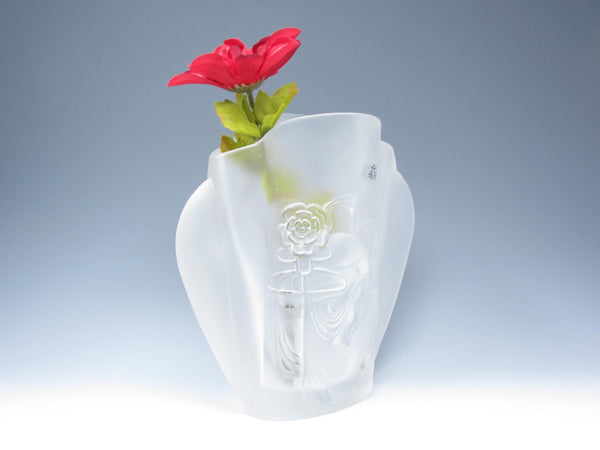 edgebrookhouse - Vintage Mario Cioni Italian Art Deco Style Frosted Crystal Vase Signed